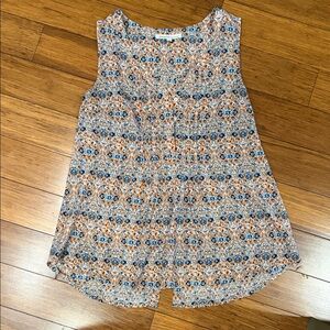 Daniel Rainn Blue and Brown Patterned Blouse